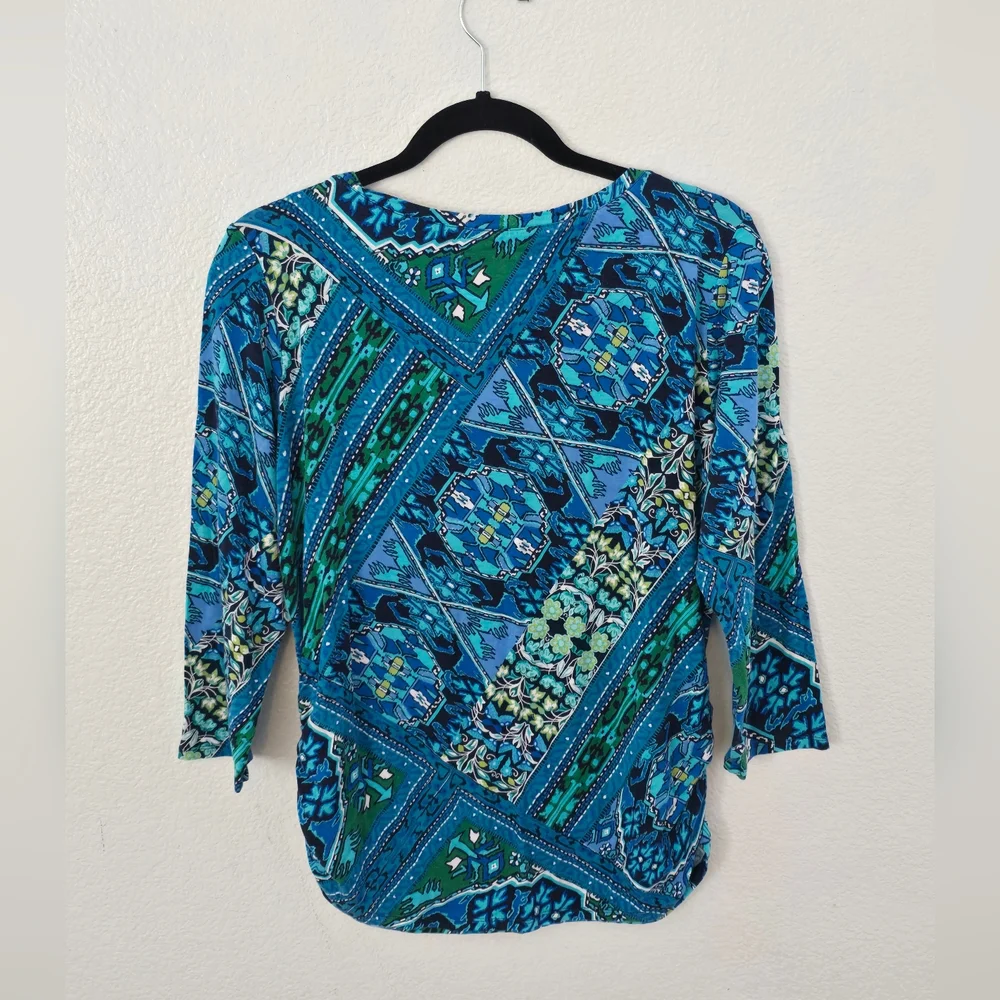 Ruby Rd. Beaded Neckline Ruched Top - Picture 2 of 5
